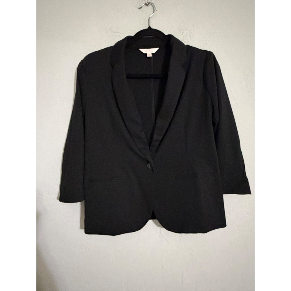 LC Lauren Conrad Womens Black 3/4 Sleeve Knit Blazer Jacket Size M RN73277